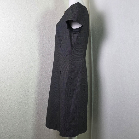 Escada Black Wool Silk Blend Dress Size 38 (US 8) – Tailored Short Sleeve Sheath - Picture 4 of 14